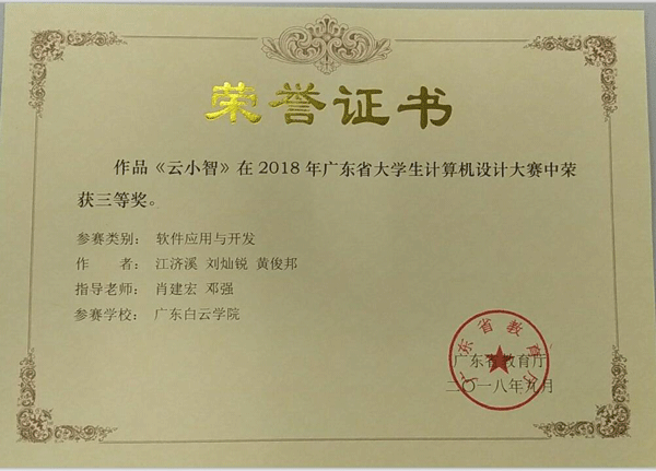 获奖证书 获奖证书